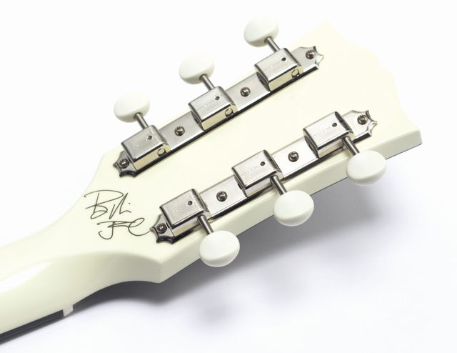 blank It may be a signature model, but Billie's mark is hidden on the back of the headstock